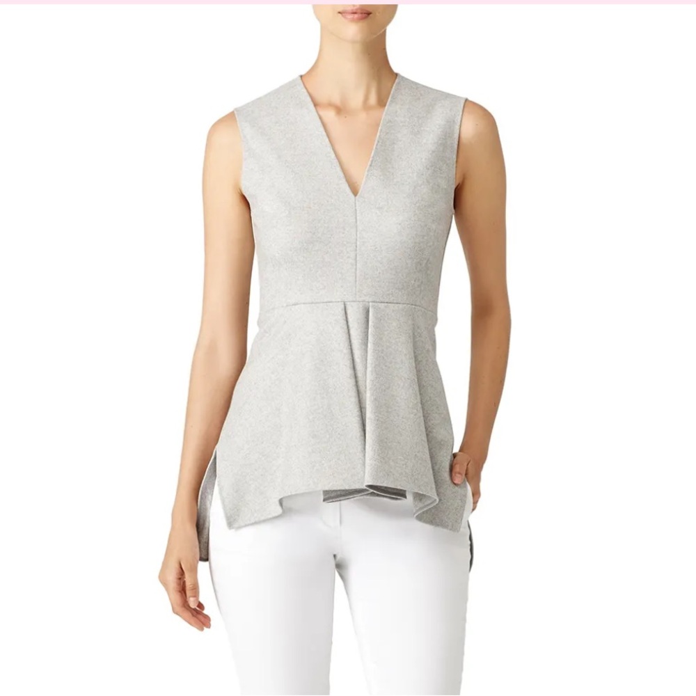 Derek Lam $1295 Gray Peplum Top and White Pants Set size 2 and 12 avail